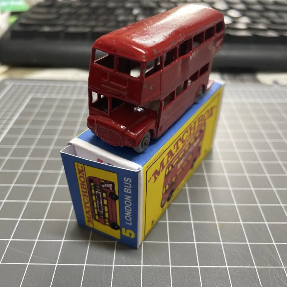 1950s Matchbox Lesney no.5 Routermaster London bus, With Repro Box