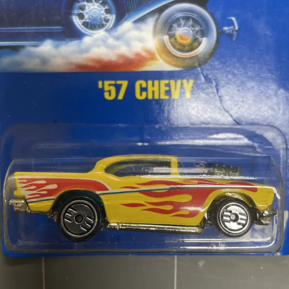 1991 Hot Wheels '57 Chevy Yellow With Red Flames Collector NO.157 #4697 L3