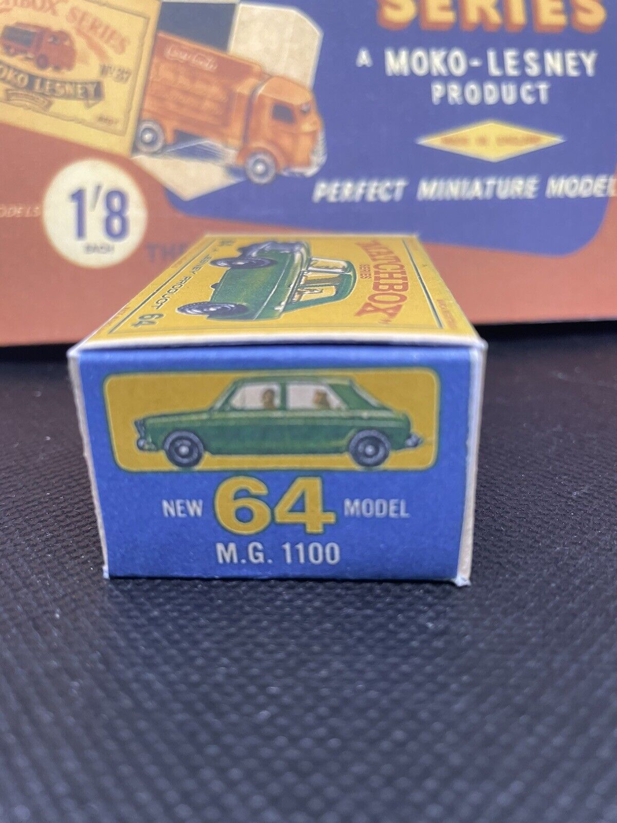 Matchbox Lesney No,64 MG 1100 EMPTY Reproduction Box ONLY NO CAR
